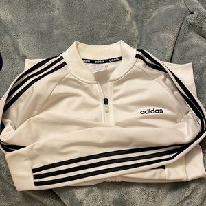 white adidas zip up